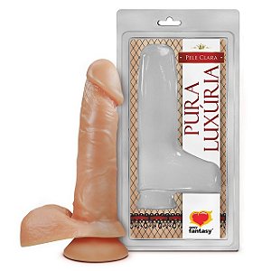 PÊNIS REALÍSTICO COM ESCROTO E VENTOSA 16cm - PV008