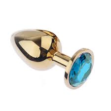 PLUG ANAL P REDONDO DOURADO PEDRA AZUL CEU - 7052