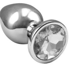 PLUG ANAL G REDONDO CROMADO PEDRA TRANSPARENTE - 5847