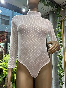BODY LOOK EM TULE COM MANGA - BRANCO