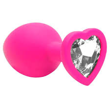 PLUG ANAL M EM SILICONE COR PINK E PEDRA CRISTAL - 7206