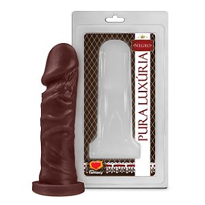 PÊNIS REALÍSTICO NEGRO MACIÇO SEM ESCROTO 15,3cm - PAN008