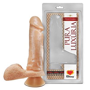 Pênis Realístico com Escroto e Ventosa 17cm - PV013
