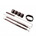 SADO FETICHE BONDAGE KIT Coleira, algemas e tornozeleira interligadas cor Preto - 7506