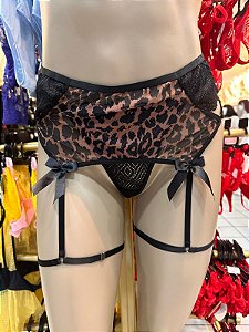 ANDREZA CINTA LIGA - PRETO C/ ONÇA (não acompanha a calcinha)