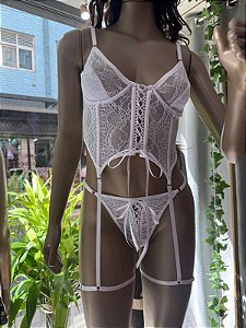 NADIA CONJ COM ARO E CINTA LIGA - BRANCO