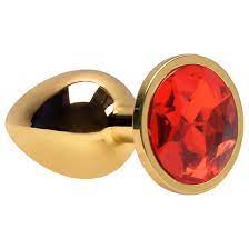 PLUG ANAL P REDONDO DOURADO PEDRA VERMELHA - 7052