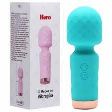 HERO MINI VARINHA MÁGICA 10X VIBRAÇÃO REGARREGÁVEL COR AZUL TIFANY - 7949