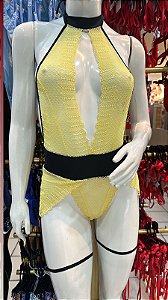 RAY BODY RENDA + CINTA LIGA - AMARELO C/ PRETO