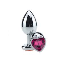PLUG ANAL P CORAÇÃO CROMADO PEDRA PINK - 5848