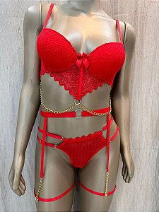 BARCELONA CONJUNTO COM CINTA LIGA - VERMELHO