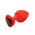 PLUG ANAL P  CORAÇÃO EM SILICONE VERMELHO C/ PEDRA PRETO - 7205