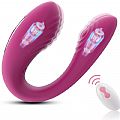 VIBRADOR PARA CASAL com duplo motor 5x Estimulador de Clitóris e Ponto G  cor Rosa Malve - 7836