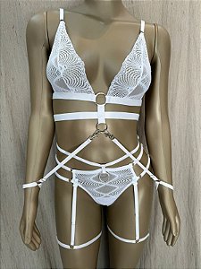 CONJUNTO ETIOPIA COM ALGEMA + CINTA LIGA - BRANCO