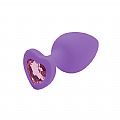 PLUG ANAL M EM SILICONE COR ROXO E PEDRA ROSA - 7206