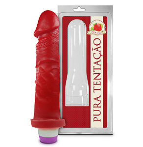 PÊNIS AROMÁTICO DE MORANGO C/ VIBRO 18cm - PC001