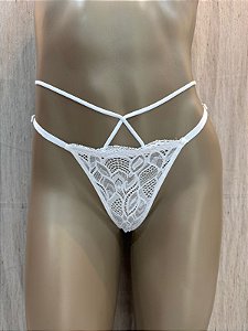 STRING FIO SEXY COM TULE - BRANCO