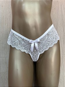 RENDA FIO SEXY COM TULE - BRANCO