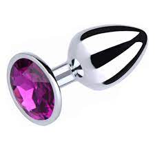 PLUG ANAL M REDONDO CROMADO PEDRA ROXO - 5846