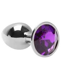 PLUG ANAL G REDONDO CROMADO PEDRA ROXO - 5847
