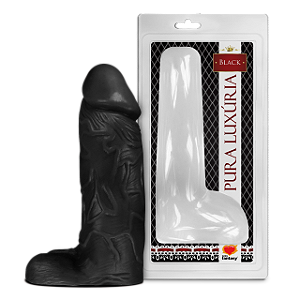 Pênis Realístico preto Maciço com Escroto 23,2cm - PAP022