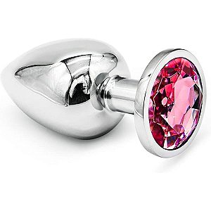 PLUG ANAL G REDONDO CROMADO PEDRA PINK - 5847