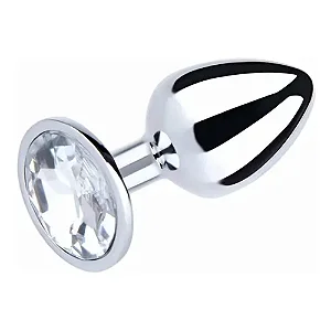 PLUG ANAL M REDONDO CROMADO PEDRA TRANSPARENTE - 5846