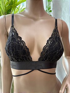 CAROL BRALETE RENDA - PRETO C/ DOURADO