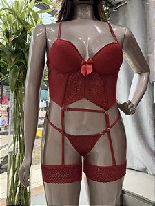 VENEZA CONJUNTO COM BOJO VERMELHO BORDÔ - TAM G