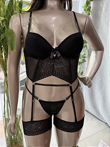 VENEZA CONJUNTO COM BOJO - PRETO TAM G