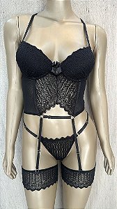 VENEZA CONJUNTO COM BOJO - PRETO TAM G