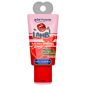 LAMB! ÓLEO PARA MASSAGEM BEIJÁVEL MORANGO C/ LEITE COND. 15ml