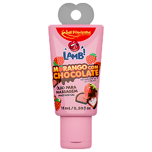 LAMB! ÓLEO PARA MASSAGEM BEIJÁVEL MORANGO C/ CHOCOLATE 15ml