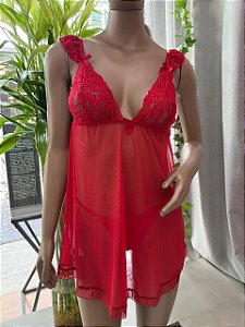 LIZ CAMISOLA EM TULE + FIO - VERMELHO BORDÔ
