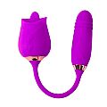 FLOWERY PLUS Vibrador de Ponto G e Clitóris com Língua / Vai e vem Formato de Rosa - Cor Roxo 7868
