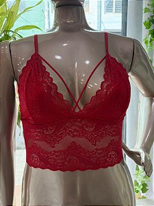 EVA TOP EM RENDA VERMELHO BORDÔ - TAM GG