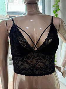 EVA TOP EM RENDA PRETO - TAM GG