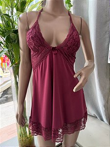 PERLA CAMISOLA COM BOJO RENDA E MICROFIBRA - VINHO TAM-M