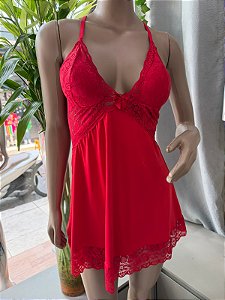 PERLA CAMISOLA COM BOJO RENDA E MICROFIBRA - VERMELHO TAM-M