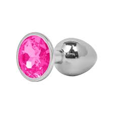 PLUG ANAL M REDONDO CROMADO PEDRA PINK - 5846