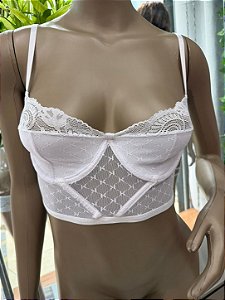 CLASSICO CROPED TULE E RENDA COM ARO - BRANCO