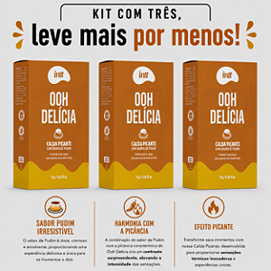 KIT COM TRES OOH DELÍCIA CALDA PICANTE AROMA PUDIM ( cada sai por 24,39 no pix )