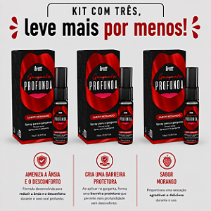 KIT COM TRES GARGANTA PROFUNDA MORANGO INTT 15ml ( cada sai por 17,42 no pix )