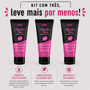 KIT COM TRES ALGODÃO DOCE LUBRIFICANTE ÍNTIMO 50ml ( cada sai por 20,90 no pix )