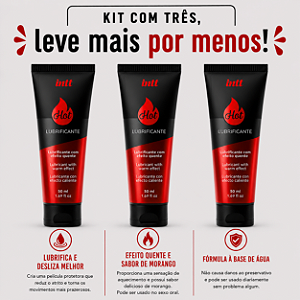 KIT COM TRES HOT MORANGO LUBRIFICANTE ÍNTIMO 50ml ( cada sai por 24,89 no pix )