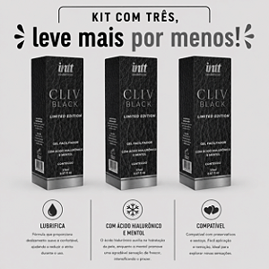 KIT COM TRES CLIV BLACK COM ÁCIDO HIALÔRONICO E EFEITO ICE INTT 17g ( cada sai por 40,83 no pix)