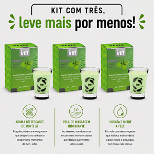 KIT COM 3 VELAS BEIJÁVEIS MENTA 40g Intt - (Kit 3 un por 32,86 cada no pix)