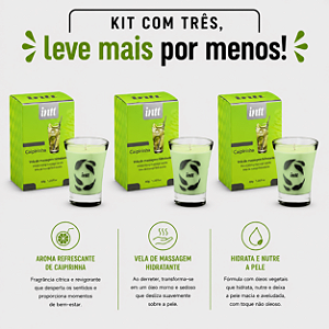 KIT COM 3 VELAS BEIJÁVEIS CAIPIRINHA 40g Intt - (Kit 3 un por 32,86 cada no pix)