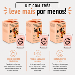KIT COM 3 VELAS BEIJÁVEIS PÊSSEGO 40g Intt - (Kit 3 un por 32,86 cada no pix)