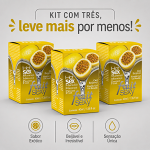 KIT COM TRES FRUIT SEXY HOT MARACUJÁ 40ml ( cada sai por 14,93 no pix )